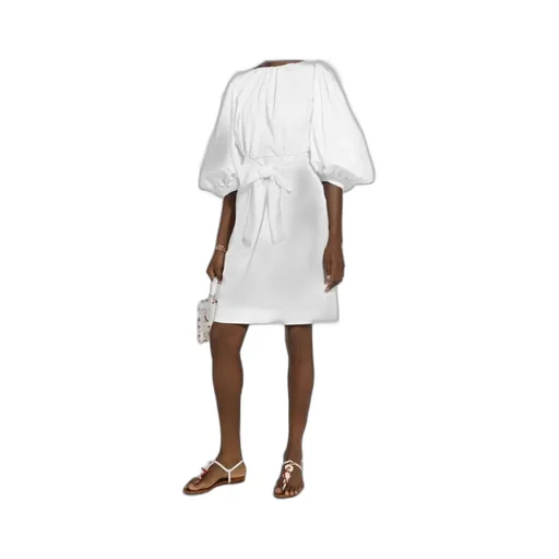 Puff-Sleeve Cotton Dress