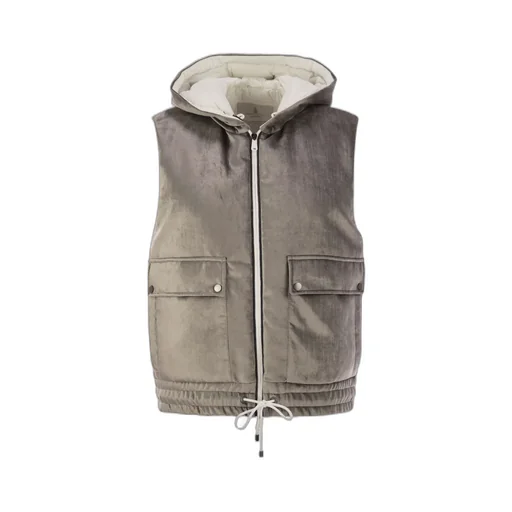 Brunello Cucinelli Sleeveless Velvet Zipped Jacket