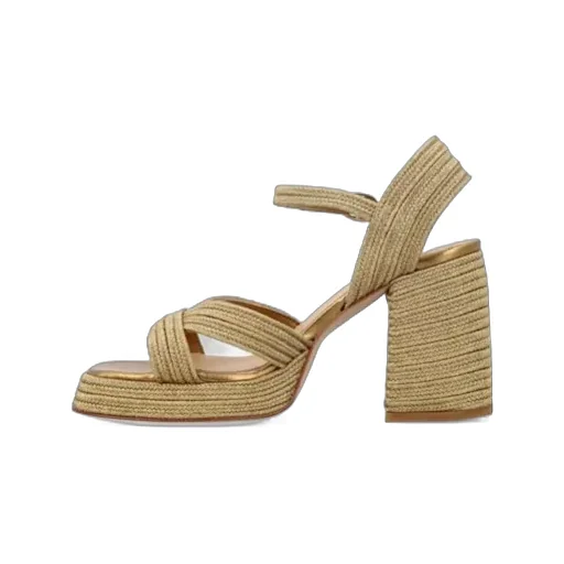 CastaÑEr Valle Interwoven Metallic Slingback Sandals