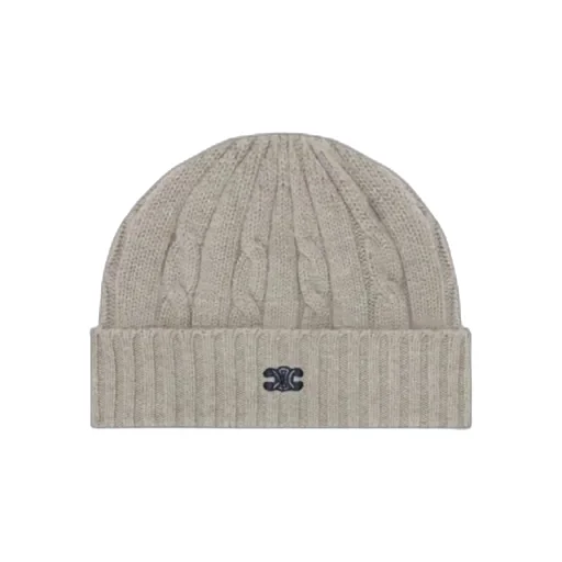 Triomphe Cable-Knit Beanie In Cashmere
