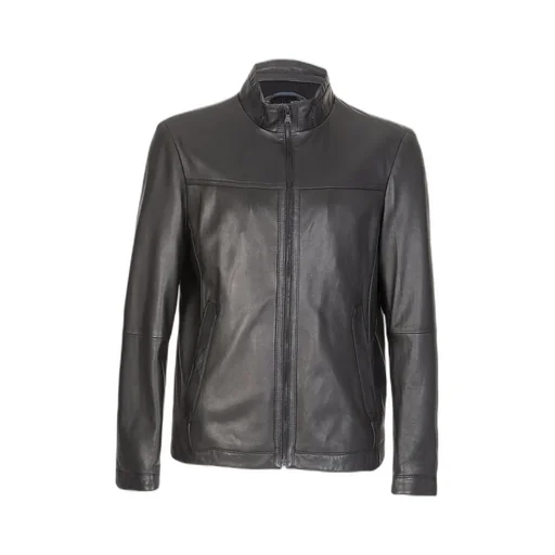 Long-Sleeved Leather Jacket