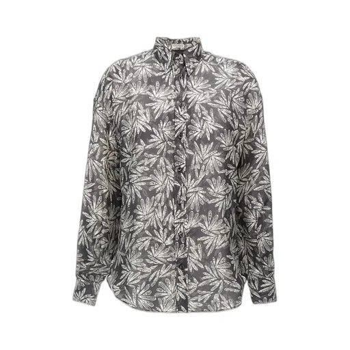 Brunello Cucinelli Abstract Printed Curved Hem Shirt