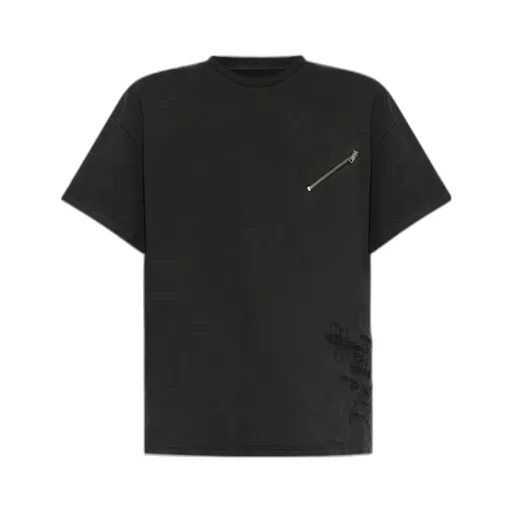 Mm6 Maison Margiela Zip-Detailed Distressed T-Shirt