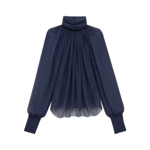 Saint Laurent Turtleneck Flare Detailed Blouse