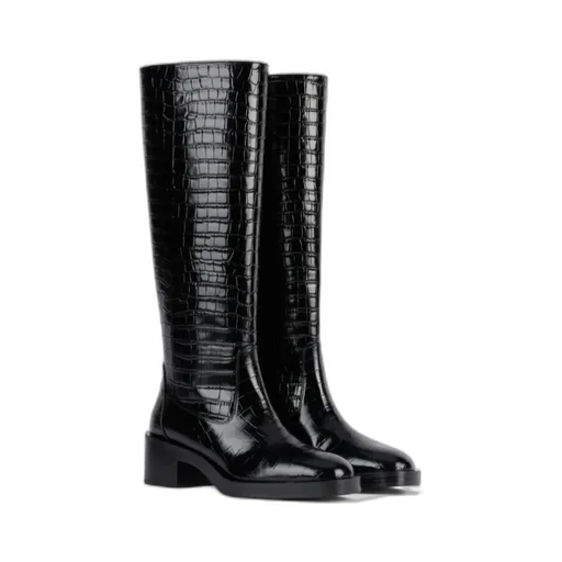Crocodile-Embossed Leather Boots