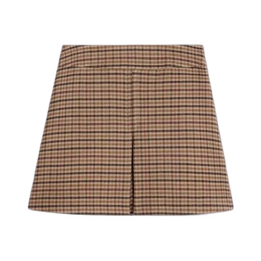 Trapeze Mini Skirt In Double Face Check Wool
