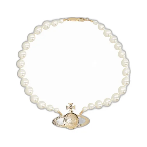 Bas Relief Pearl-Chain Choker