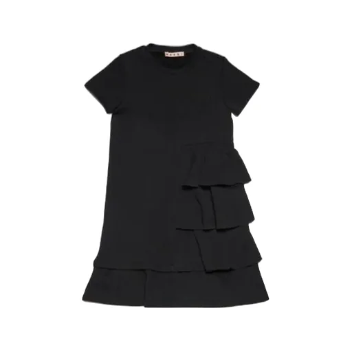 Marni Kids Logo-Embroidered Ruffled-Detail Dress