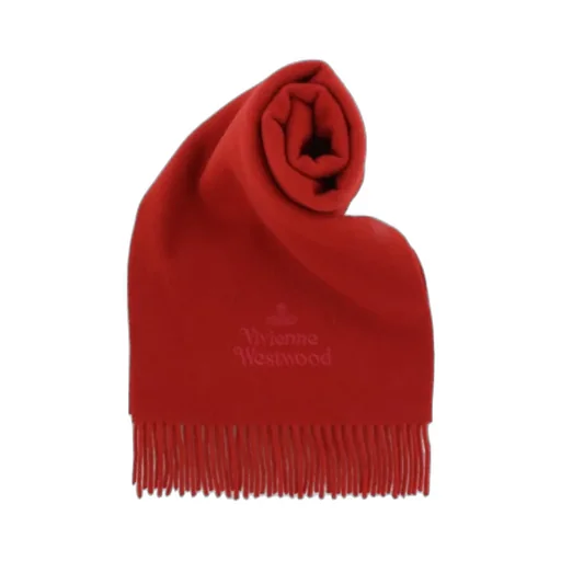 Vivienne Westwood Logo Embroidered Fringed Scarf