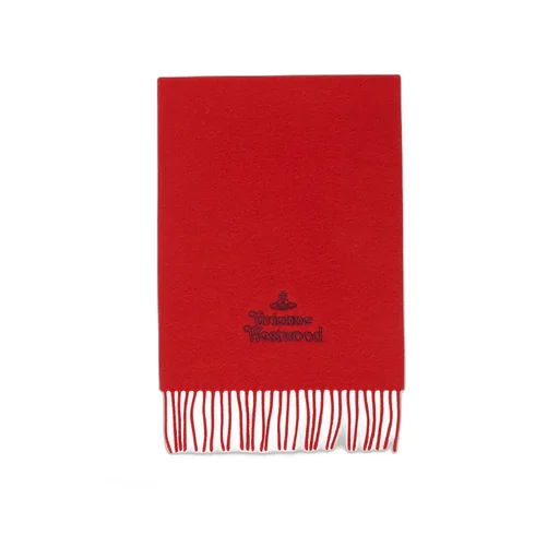 Vivienne Westwood Logo Embroidered Fringed Scarf