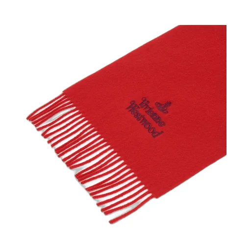 Vivienne Westwood Logo Embroidered Fringed Scarf