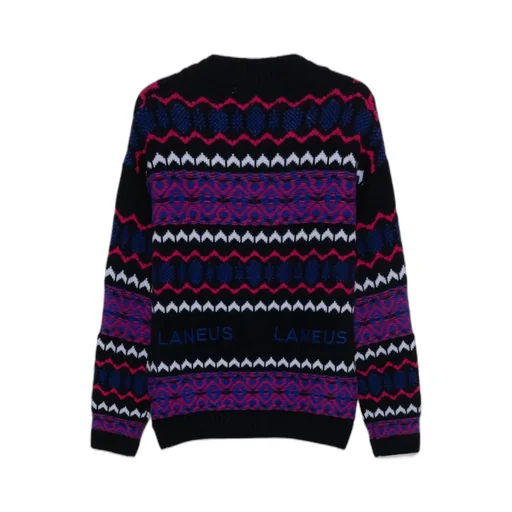 Laneus Intarsia-Knit V-Neck Cardigan