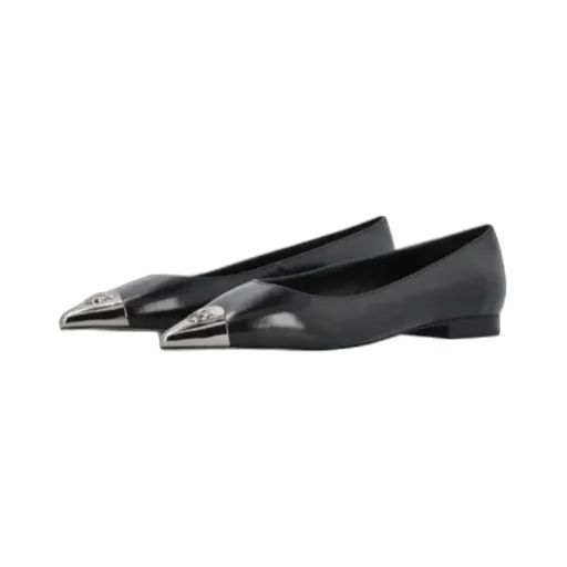 Toe-Embellished Leather Ballerina Shoes