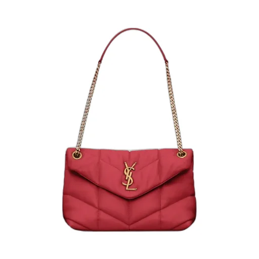 Saint Laurent Logo Plaque Puffer Chained Shoulder Bag