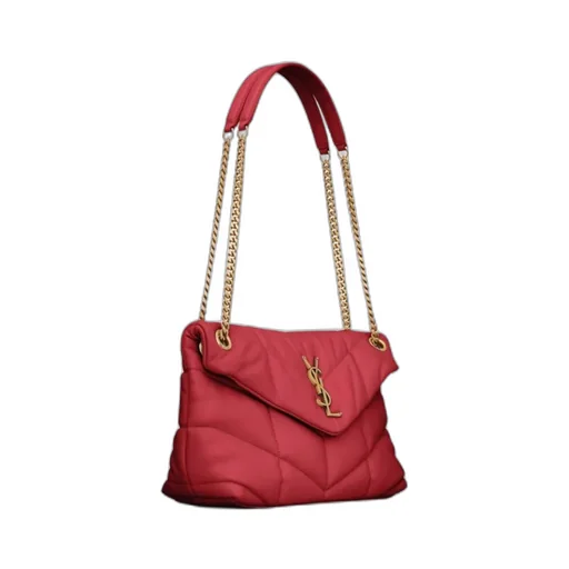Saint Laurent Logo Plaque Puffer Chained Shoulder Bag