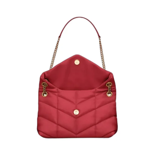 Saint Laurent Logo Plaque Puffer Chained Shoulder Bag