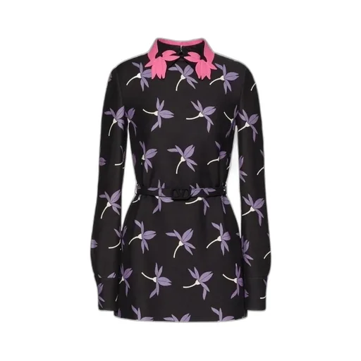 Fairy Flowers Print Belted Shirt