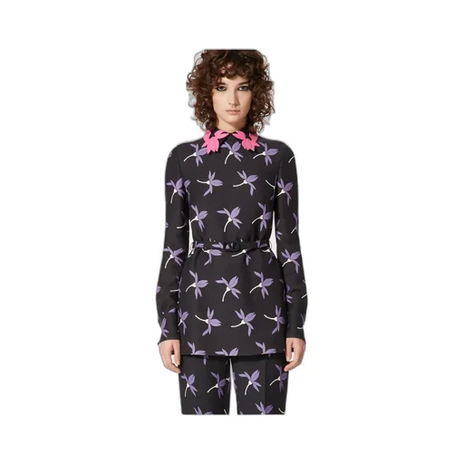 Fairy Flowers Print Belted Shirt