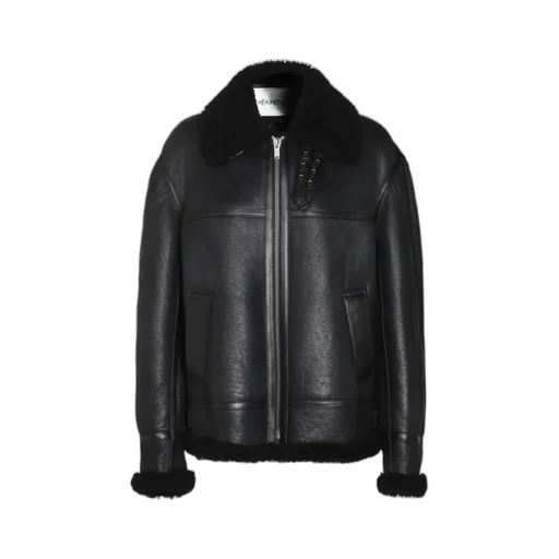 Saint Laurent Zip-Up Drop Shoulder Aviator Jacket