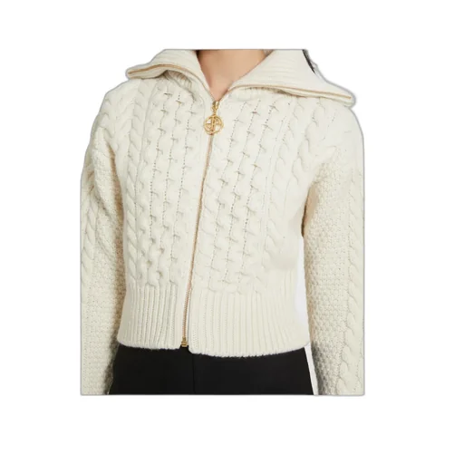Patou Zip-Up Knitted Cardigan