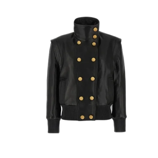 Balmain Button-Detailed High-Neck Bomber Jacket