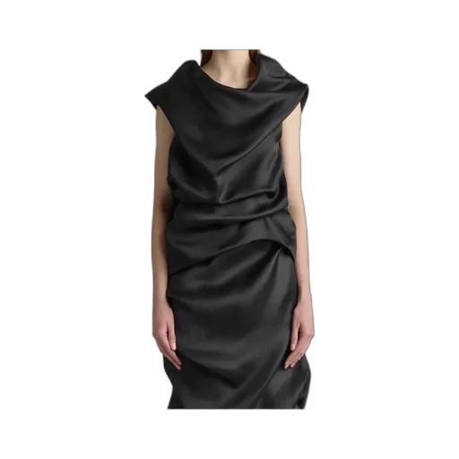 Khaite Luola Cowl Neck Asymmetric Hem Top
