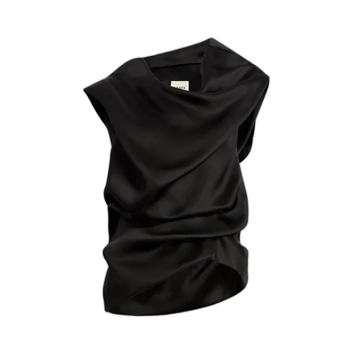 Khaite Luola Cowl Neck Asymmetric Hem Top