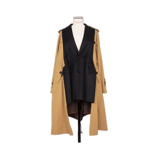 Sacai Pinstripe Detailed Panelled Trench Coat
