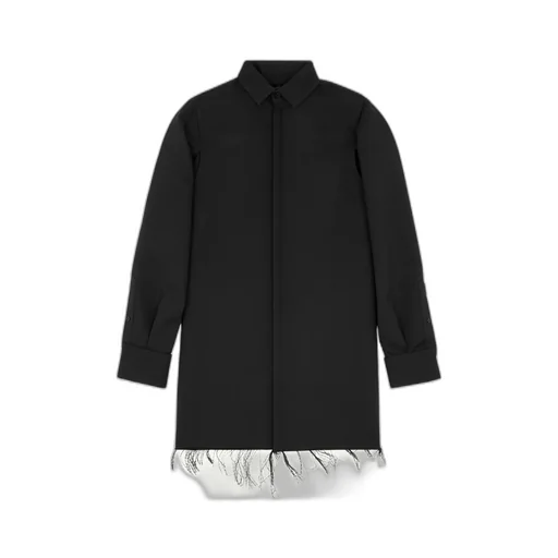 Mm6 Maison Margiela Frayed Hem High-Neck Long Shirt