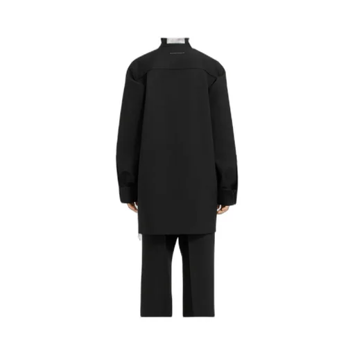 Mm6 Maison Margiela Frayed Hem High-Neck Long Shirt
