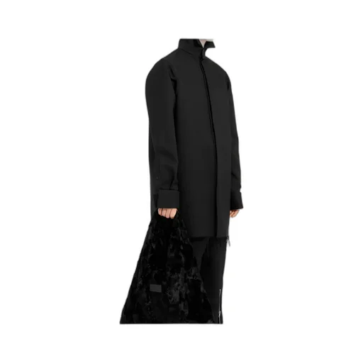 Mm6 Maison Margiela Frayed Hem High-Neck Long Shirt