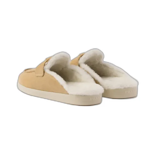 Prada Triangle-Logo Round-Toe Mules