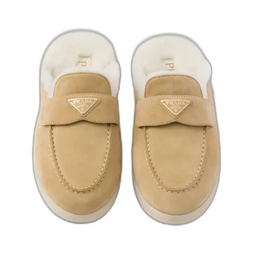 Prada Triangle-Logo Round-Toe Mules
