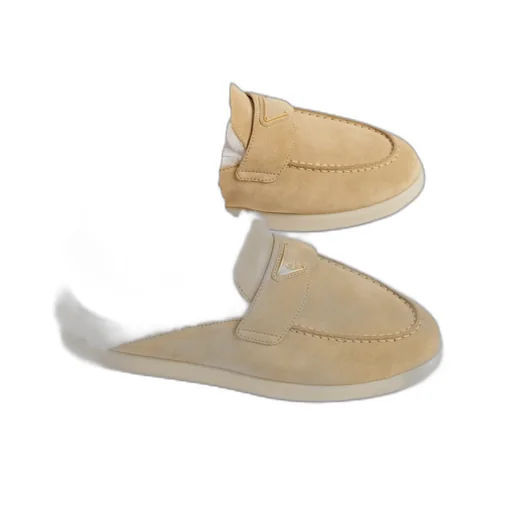 Prada Triangle-Logo Round-Toe Mules
