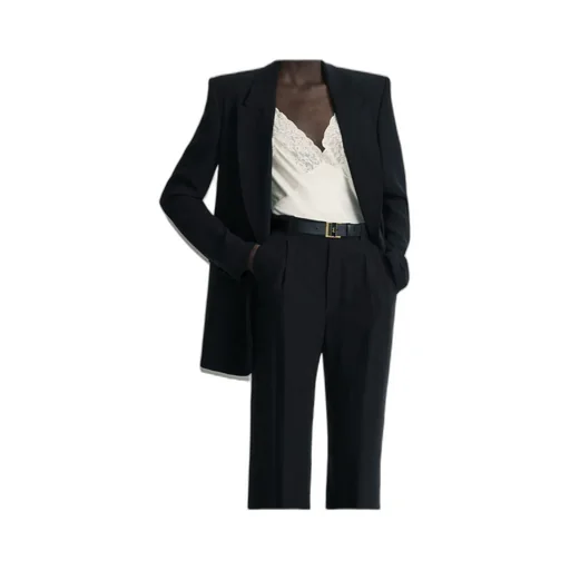 Saint Laurent High Waist Straight Leg Trousers