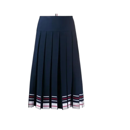 Stripe-Print Box-Pleat Skirt