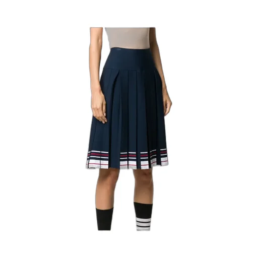 Stripe-Print Box-Pleat Skirt