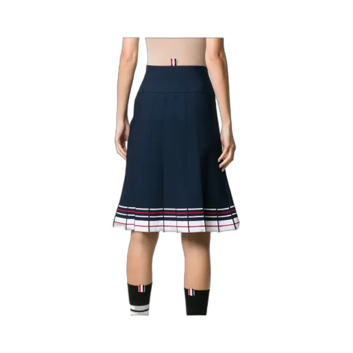 Stripe-Print Box-Pleat Skirt