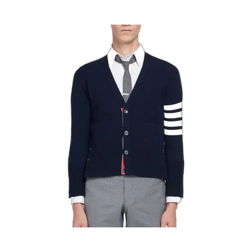 Thom Browne 4-Bar Button-Up Knit Cardigan