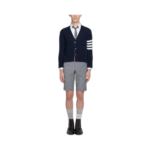 Thom Browne 4-Bar Button-Up Knit Cardigan