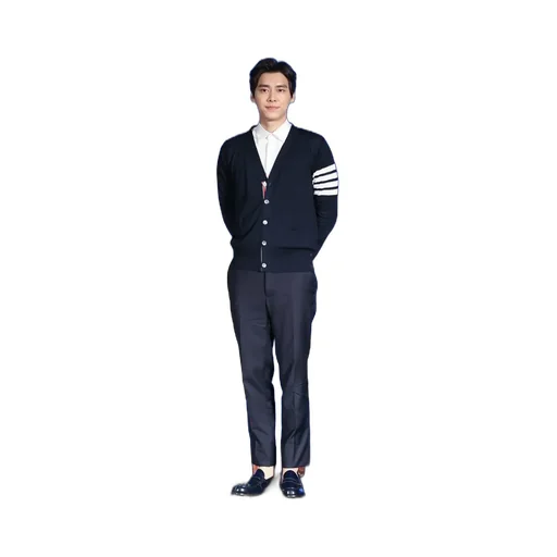 Thom Browne 4-Bar Button-Up Knit Cardigan