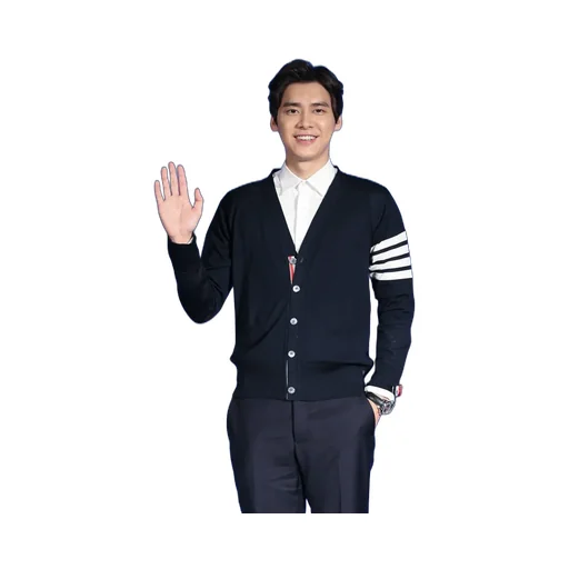 Thom Browne 4-Bar Button-Up Knit Cardigan