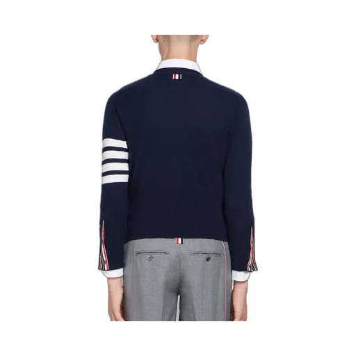 Thom Browne 4-Bar Button-Up Knit Cardigan