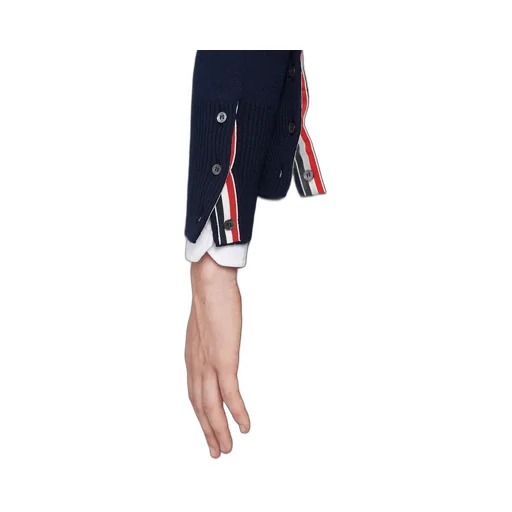 Thom Browne 4-Bar Button-Up Knit Cardigan