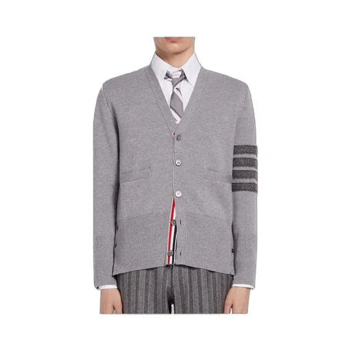 4-Bar V-Neck Shetland Wool Cardigan