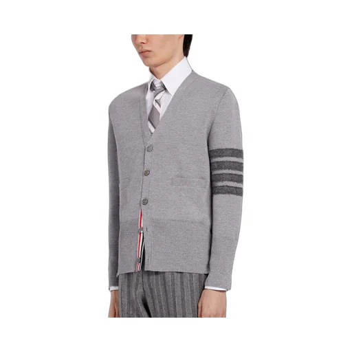 4-Bar V-Neck Shetland Wool Cardigan