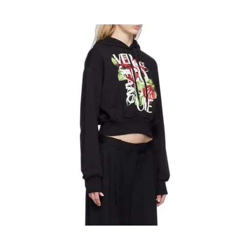 Cropped Logo-Print Cotton Hoodie