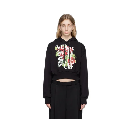 Cropped Logo-Print Cotton Hoodie