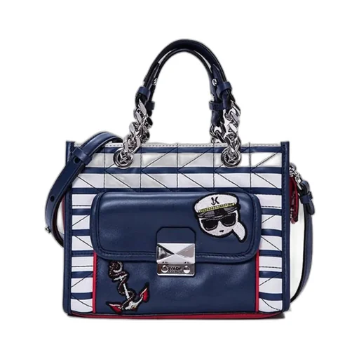 Logo Color Blocking Design Shoulder Bag