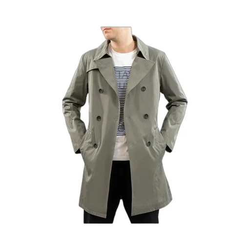 Medium And Long Style Lapel Logo Trench Coat